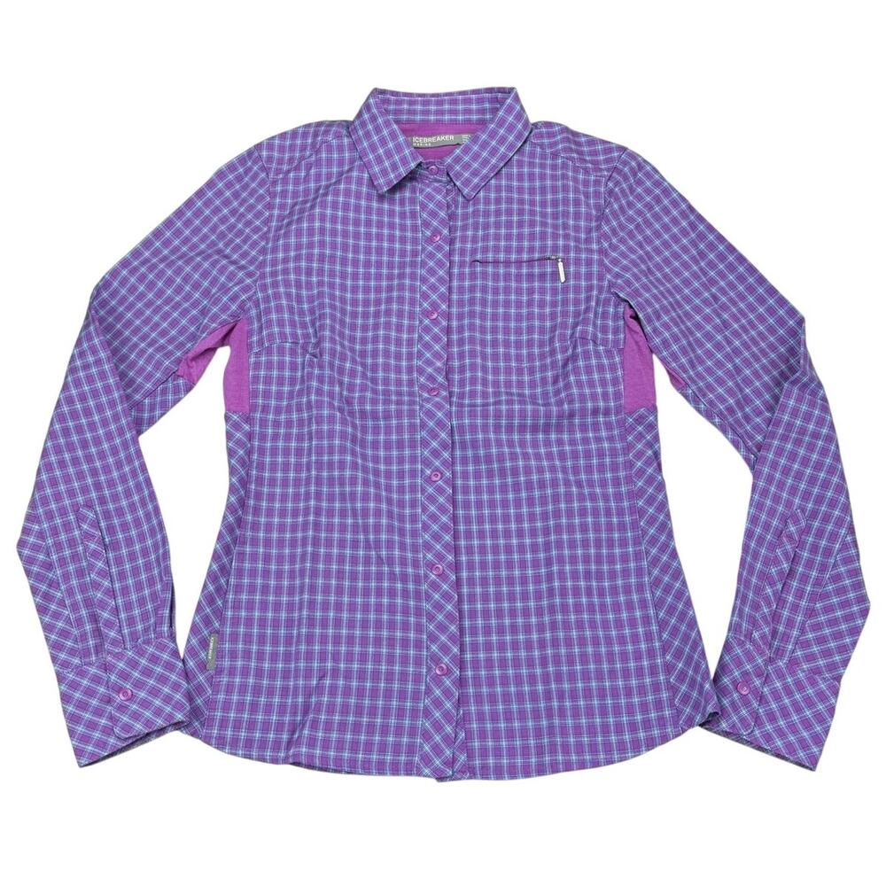 ICEBREAKER Terra LS Plaid Women's Long Sleeve Shirt Size XS - Picture 4 of 8